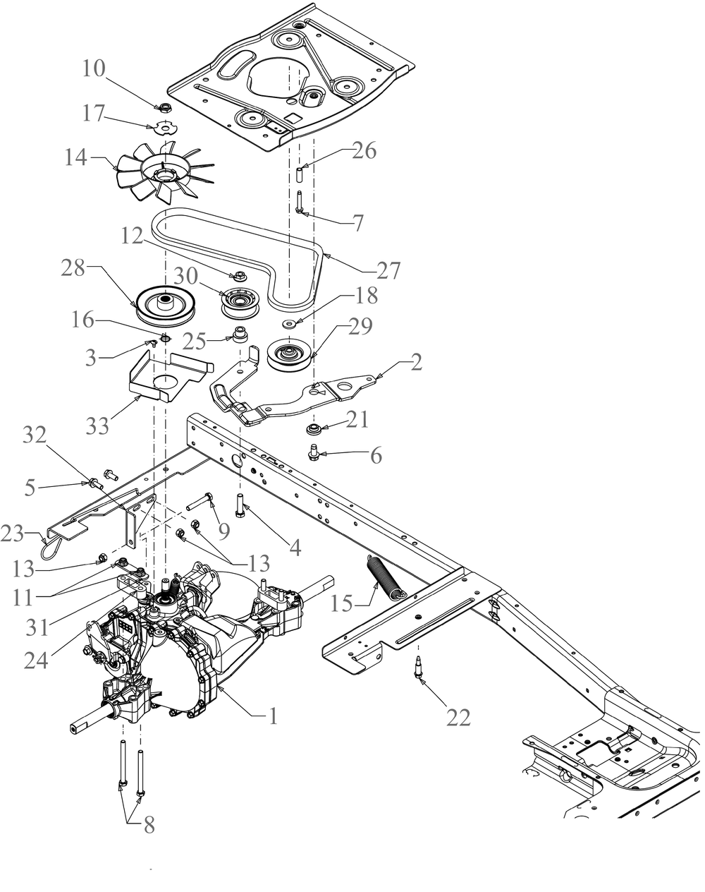 Drive Diagram and Parts List for CC30H (13AC21JDA10)(2023) Cub Cadet Lawn Tractor Accessories